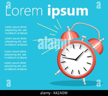 Alarm clock icon with long shadow. Flat design style. Clock silhouette. Simple icon. Modern flat icon in stylish colors. Web site page and mobile app  Stock Vector