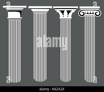 Column icon set for interiors Flat design style vector illustration Stock Vector