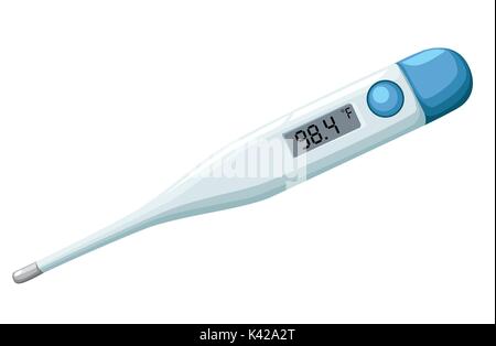 Medical thermometer icon with long shadow. Flat design style. Medical thermometer silhouette. Simple icon. Modern flat icon in stylish colors. Web sit Stock Vector