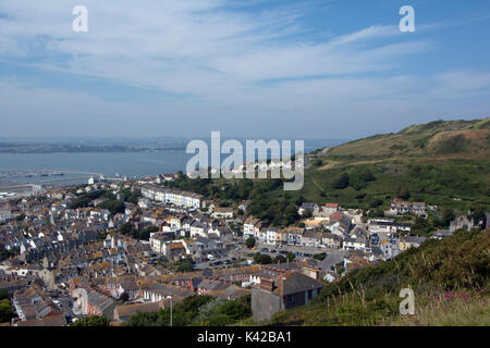 DORSET;  PORTLAND; WEYMOUTH; PORTLAND HARBOUR FROM THE HEIGHTS Stock Photo