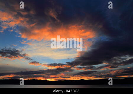 Sunset over Norwegian fjord Stock Photo