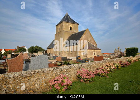 St Jean Baptiste Church in Audresselles, Cote d'Opale, Pas de Calais, Hauts de France Stock Photo