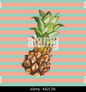 Vector Pineapple hand drawn sketch. Watercolor vector tropical food illustration. Stock Vector