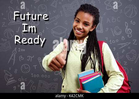 smiling schoolgirl is ready for future Stock Photo