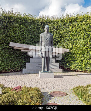 Bronze statue of Danish king Frederik IX with granite monument at Nordre Toldbod in Copenhagen Denmark Europe Stock Photo