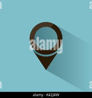 Isolated location icon for maps on a blue background with shade. Vector illustration Stock Vector