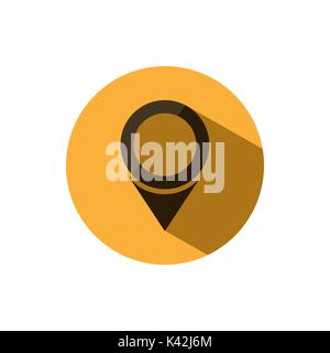 Isolated location icon for maps on a yellow circle with shade. Vector ilustration Stock Vector