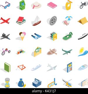 Funny icons set, isometric style Stock Vector