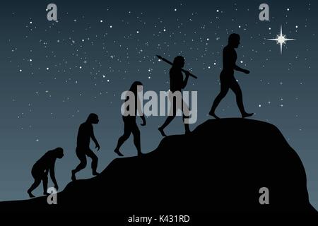 Human evolution into the present digital world. Business risk concept! Stock Vector