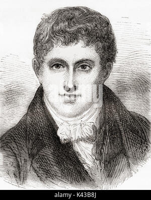 Sir Humphry Davy, 1st Baronet, 1778 – 1829.  Cornish chemist and inventor.  From Les Merveilles de la Science, published 1870. Stock Photo