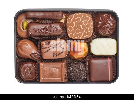 Chocolate candies box Stock Photo