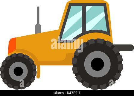 Tractor icon flat style. Isolated on white background. Vector illustration Stock Vector