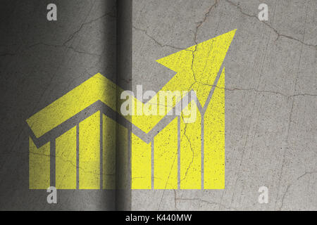 Graph and arrow against overhead view of steps Stock Photo