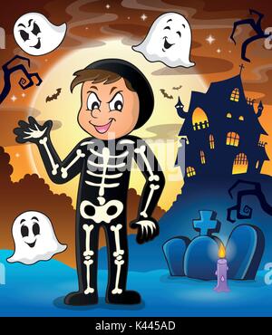 Boy in Halloween costume theme image 2 - eps10 vector illustration. Stock Vector