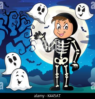 Boy in Halloween costume theme image 3 - eps10 vector illustration. Stock Vector