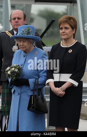 South Queensferry, Edinburgh, UK. 04th Sep, 2017. Queen Elizabeth II opens new Queensferry crossing accompanied by First Minister of Scotland Nicola Sturgeon. Credit: Iain Masterton/Alamy Live News Stock Photo