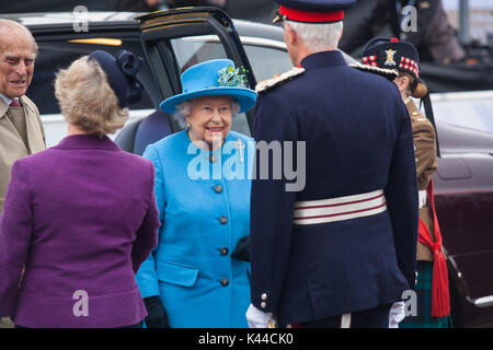 North Queensferry, Fife, UK. 04th Sep, 2017. The official opening of the Queensferry Crossing Her Majesty the Queen arriving Credit: Richard Newton/Alamy Live News Stock Photo