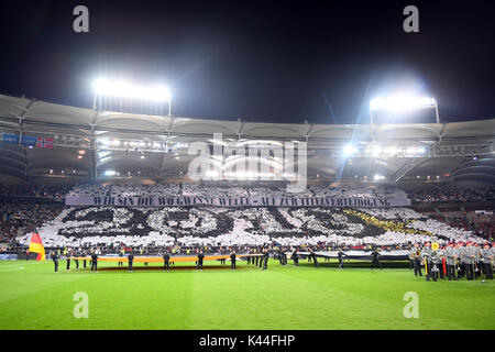 Stuttgart, Deutschland. 04th Sep, 2017. Choreographie der Fans. GES/ Fussball/ WM Qualifikation: Deutschland - Norwegen, 04.09.2017 Football/Soccer: WC qualification: Germany vs Norway, Stuttgart, September 4, 2017 | Verwendung weltweit Credit: dpa/Alamy Live News Stock Photo