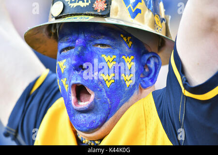 Landover, Maryland, USA. 3rd Sep, 2017. A West Virginia Mountaineers in the stands prior to the game played at FedEx Field in Landover, MD. Virginia Tech beat WVU 31-24. Credit: Ken Inness/ZUMA Wire/Alamy Live News Stock Photo