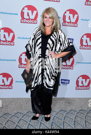 Sally Lindsay attending the TV Choice Awards 2017 held at The Dorchester Hotel, London. PRESS ASSOCIATION Photo. Picture date: Monday September 4, 2017. See PA story SHOWBIZ TV Choice. Photo credit should read: Ian West/PA Wire Stock Photo