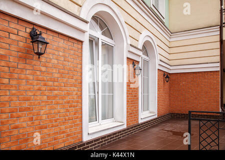 two new plastic windows in a modern building outdoor Stock Photo