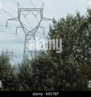 High Voltage Electricity Pylons E40 France Europe Stock Photo