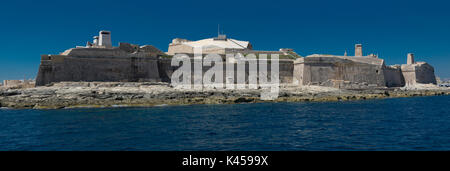 View of Fort St Elmo, Valletta, Malta, from entrance to Grand Harbour Stock Photo