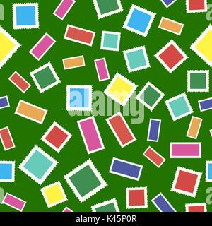 Set of Colored Postal Stamps Seamless Pattern Stock Vector