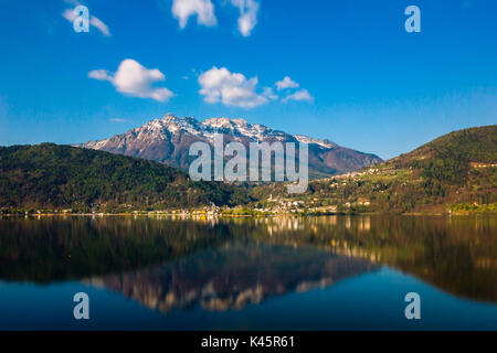 Reflections, Lake Caldonazzo, Province of Trento, Trentino Alto Adige, Italy. . Stock Photo