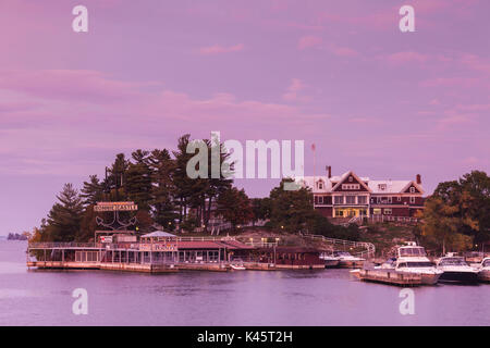 USA, New York, Thousand Islands Region, Alexandria Bay, harbor, dusk Stock Photo