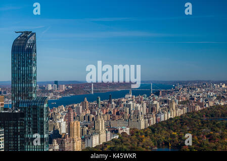 USA, New York, New York City, Mid-Town Manhattan, elevated view of Central Park, morning