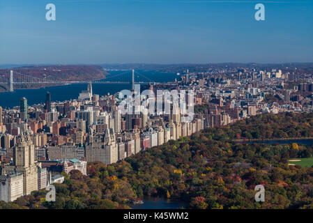 USA, New York, New York City, Mid-Town Manhattan, elevated view of Central Park, morning
