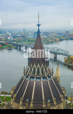 Canada, Ontario, Ottawa, capital of Canada, Canadian Parliament Building, view from the Peace Tower, autumn Stock Photo