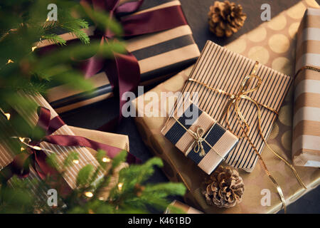 Christmas tree with presents, Still life Christmas Stock Photo