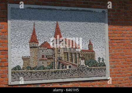 Image made from stone blocks, showing the Corvin Castle in Hunedoara, Romania Stock Photo