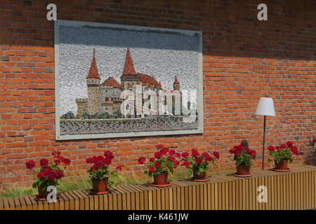 Image made from stone blocks, showing the Corvin Castle in Hunedoara, Romania Stock Photo