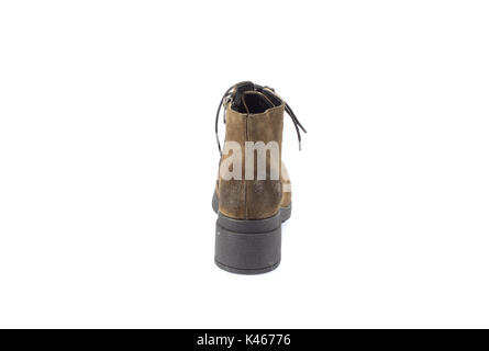 Pair of new hiking boots isolated on white background. Stock Photo