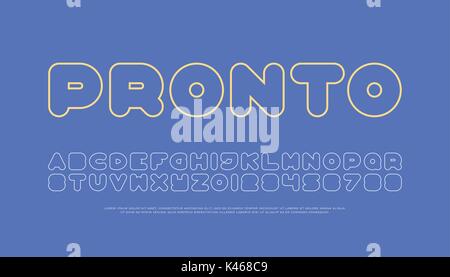 contemporary, thin line style alphabet letters and numbers. vector, font type design. round outline, regular lettering. stylish, linear typesetting. t Stock Vector