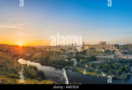 Toledo overview at sunset. Castile-La Mancha. Spain