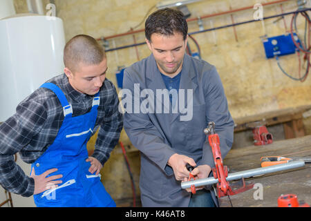 tapping machine pipe with cutting pipe for water system Stock Photo