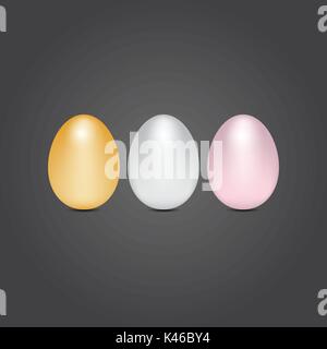 Gold silver and bronze eggs, stock vector Stock Vector