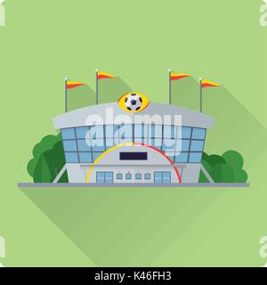 flat design long shadow soccer stadium building vector illustration Stock Vector