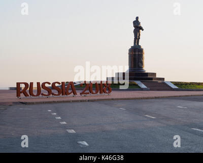 advertisement sign of world cup 2018 in nizhniy novgorod Stock Photo