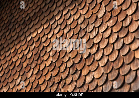 Wooden Shingles on traditional Building, Bavaria, Germany Stock Photo