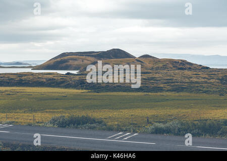 Skutustadagigar pseudocraters near Skutustadir village in the lake Myvatn area, Iceland Stock Photo
