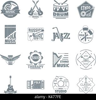 Musical instruments logo icons set, simple style Stock Vector Image ...