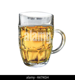 Cold beer mug with handle on white background Stock Photo