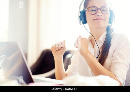 Dancing to Favorite Music Stock Photo