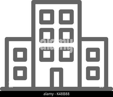 Simple building icon. Symbol and sign vector illustration design. Editable Stroke. Isolated on white background Stock Vector