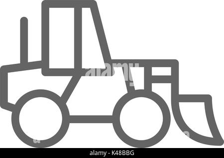 Simple wheel loader line icon. Symbol and sign vector illustration design. Editable Stroke. Isolated on white background Stock Vector